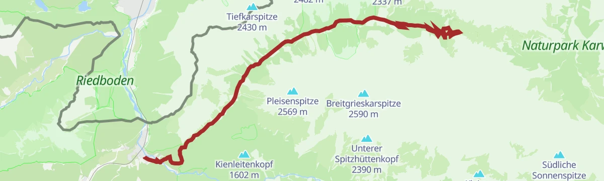 Route map: Etappe 1: Von Scharnitz zum Karwendelhaus – Die klassische Karwendeldurchquerung